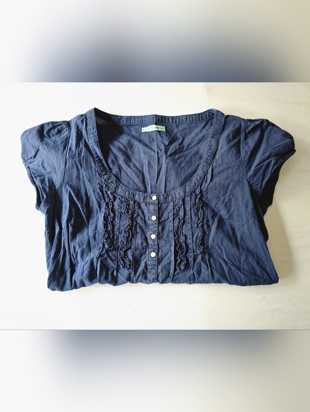 Maurices Navy Scoop Neck Ruffle Top Size Medium